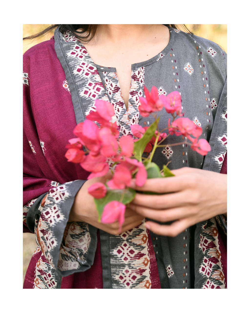 AMÈLORE Women’s 3-Piece Grey Khaddar Suit – Elegant Winter Embroidered Set