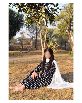 AMÈLORE Women’s 3-Piece Black & White Linen Suit – Chic Contrast with Chiffon Dupatta