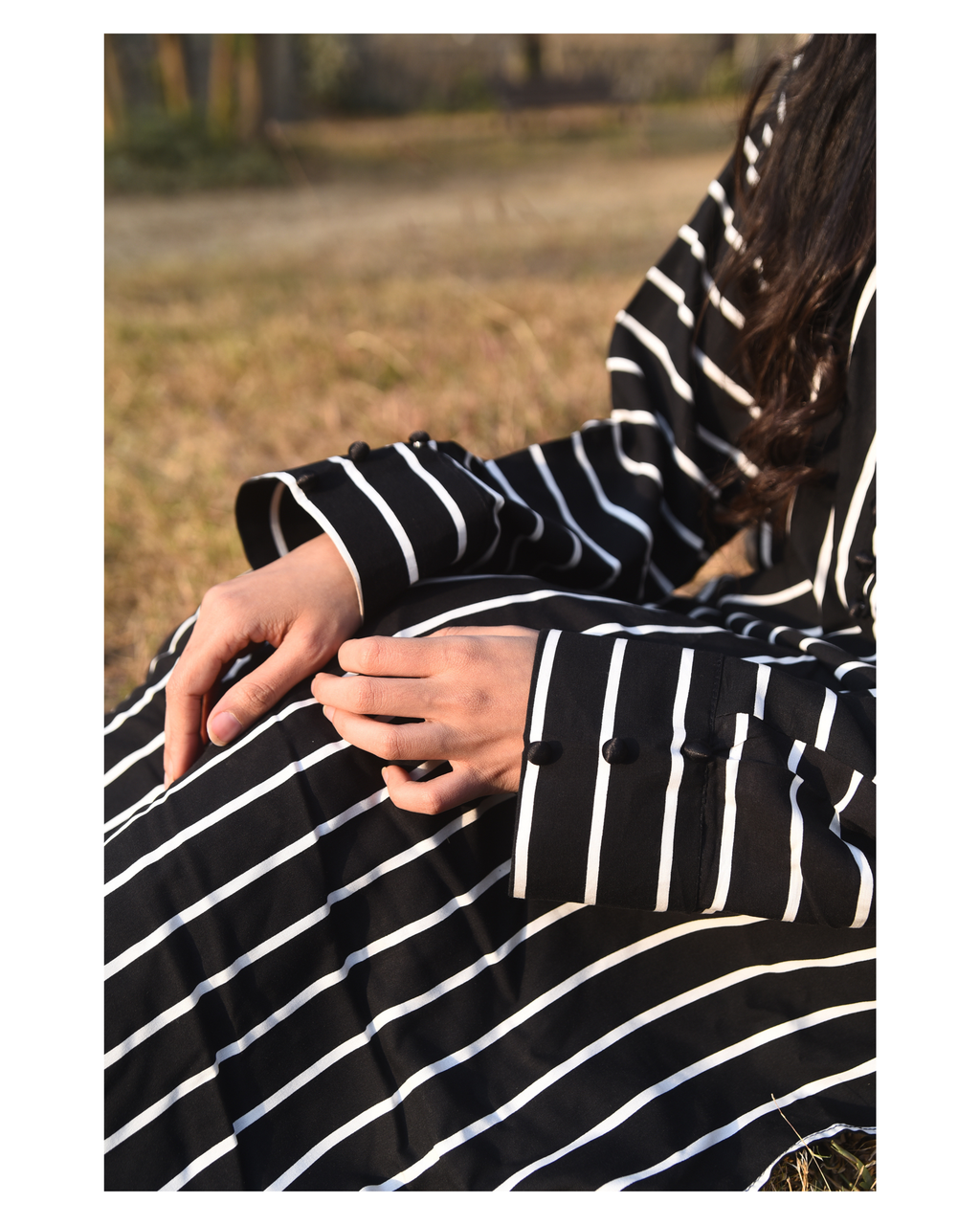 AMÈLORE Women’s 3-Piece Black & White Linen Suit – Chic Contrast with Chiffon Dupatta