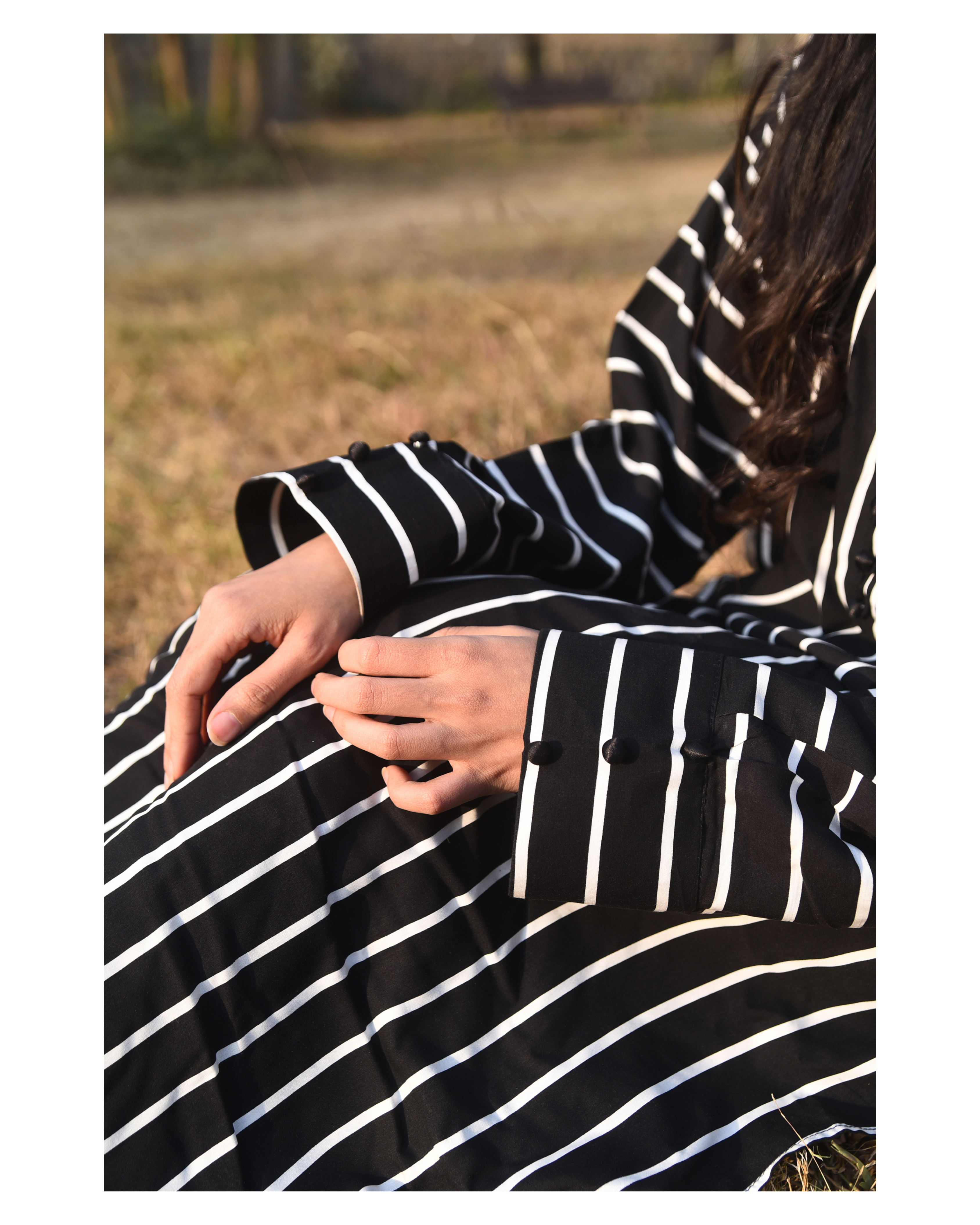 AMÈLORE Women’s 3-Piece Black & White Linen Suit – Chic Contrast with Chiffon Dupatta