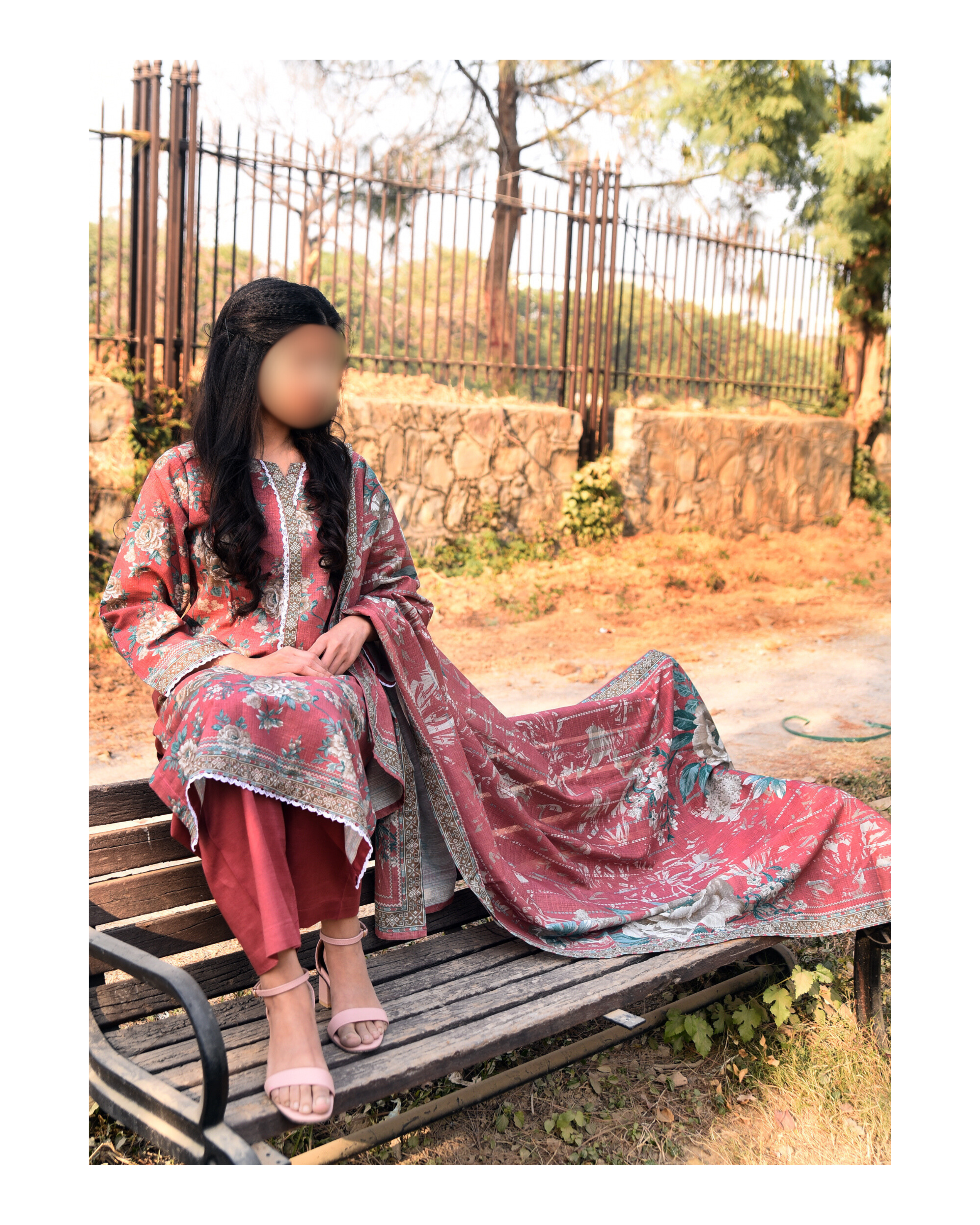 AMÈLORE Women’s 3-Piece Muted Pink Khaddar Suit – Soft Winter Embroidered Elegance