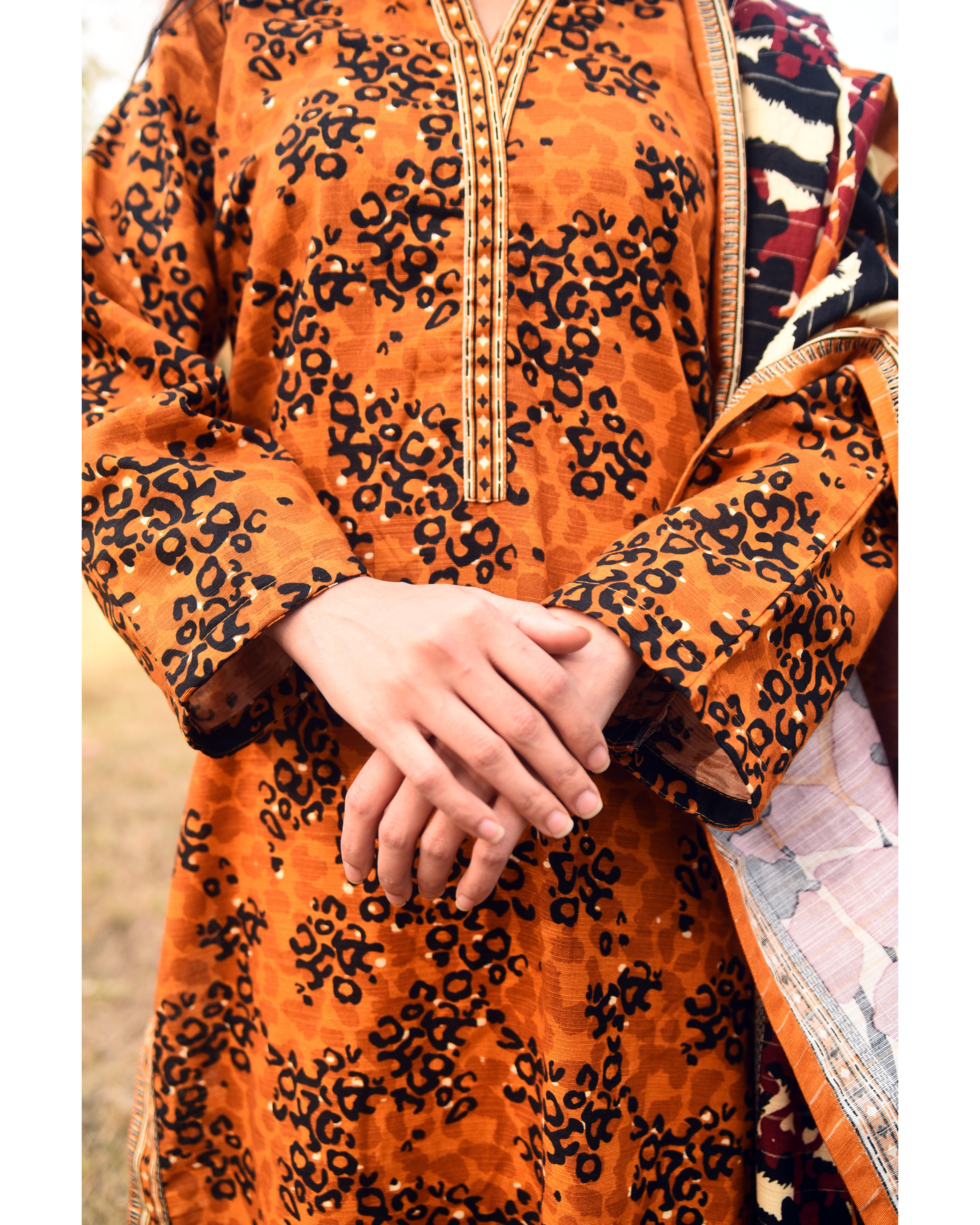 AMÈLORE Women’s 3-Piece Mustard Khaddar Suit – Warm Winter Embroidered Elegance