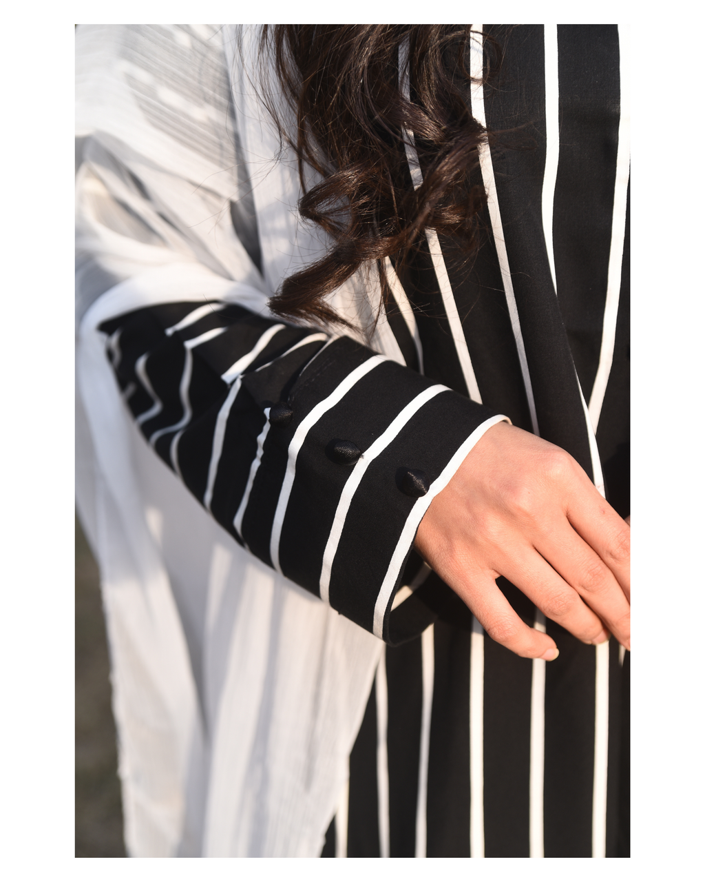 AMÈLORE Women’s 3-Piece Black & White Linen Suit – Chic Contrast with Chiffon Dupatta