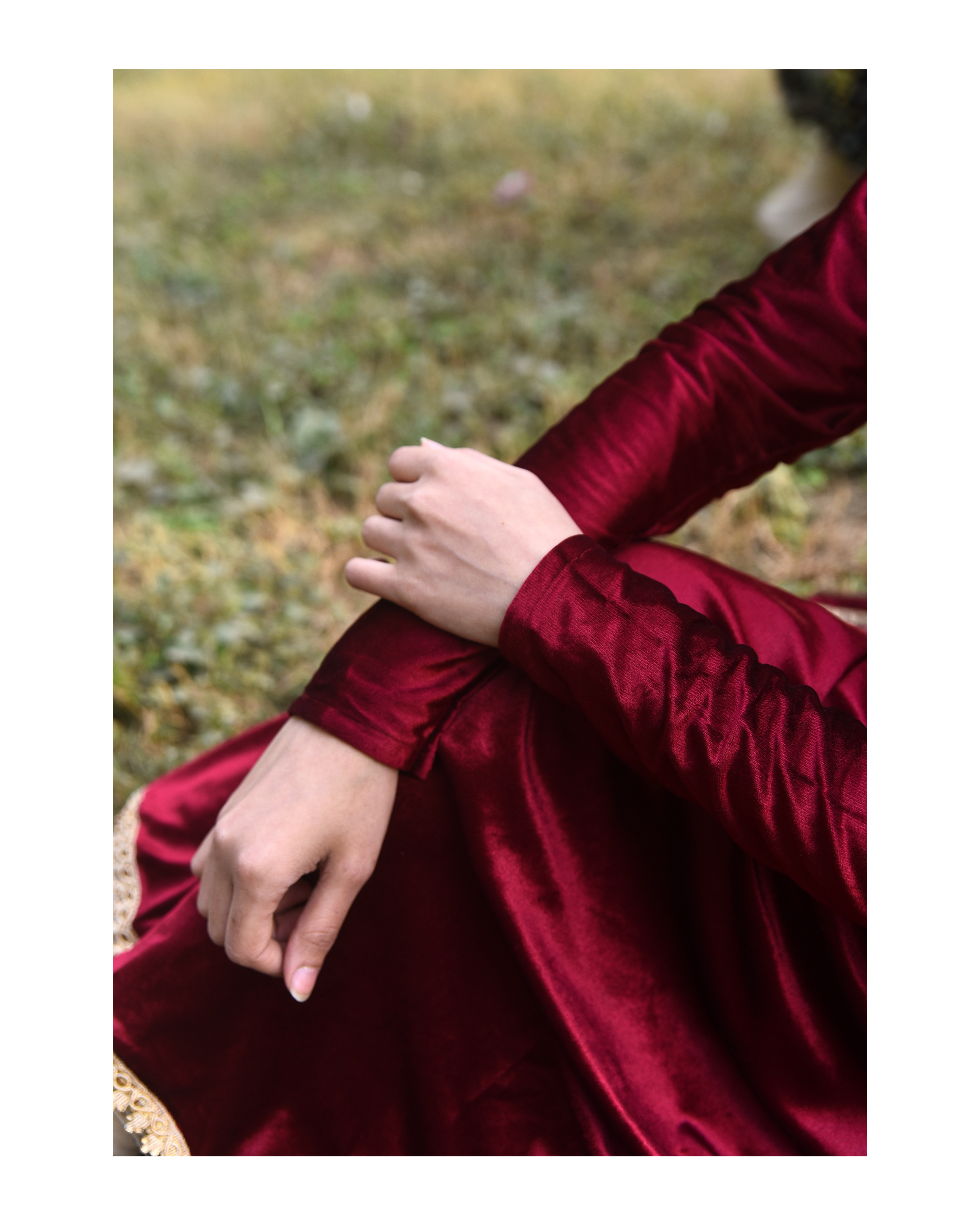 AMÈLORE Women’s Premium Velvet Frock – Deep Mehroon Winter Luxe Elegance