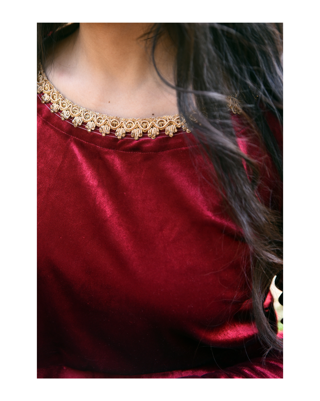 AMÈLORE Women’s Premium Velvet Frock – Deep Mehroon Winter Luxe Elegance