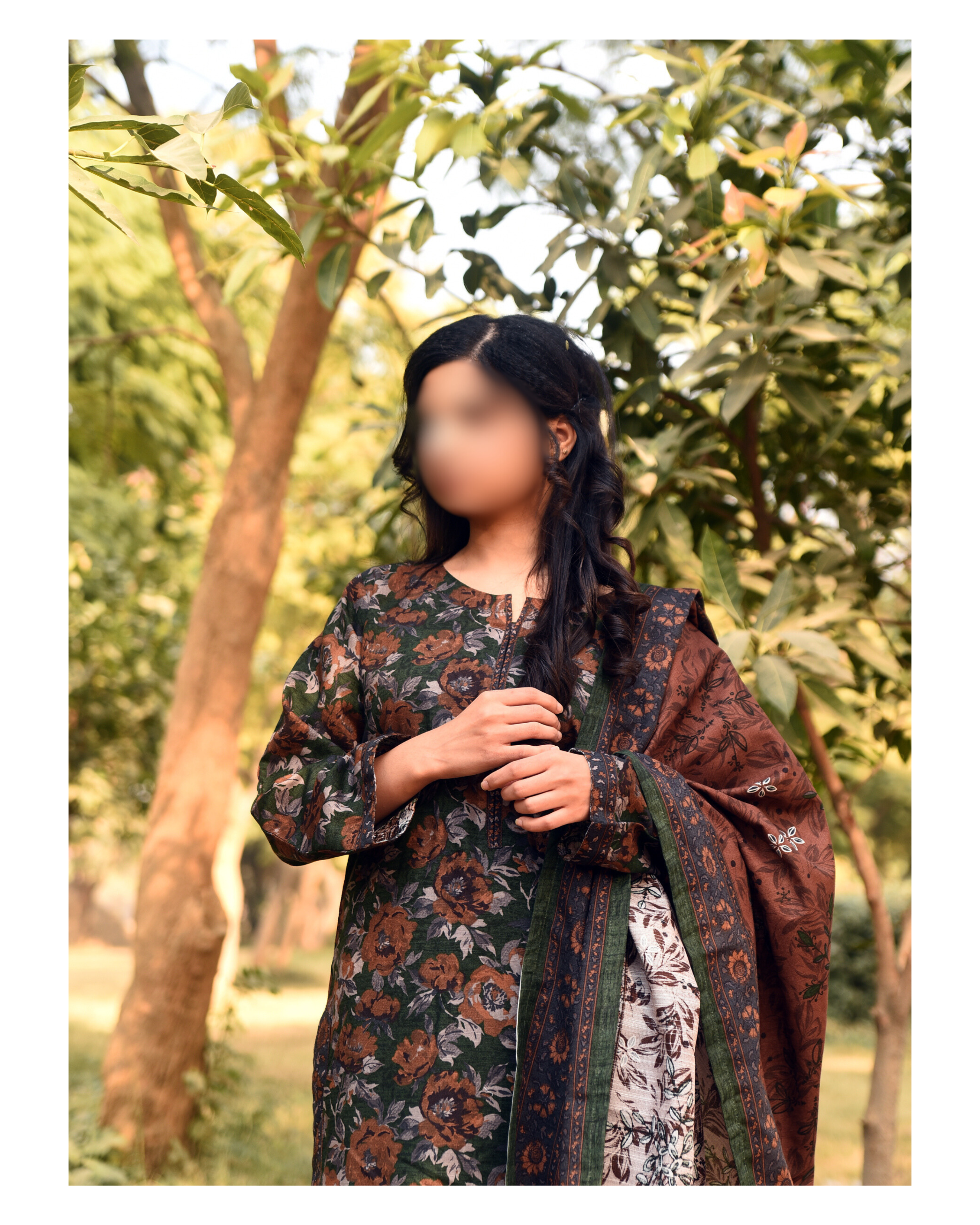 AMÈLORE Women’s 3-Piece Brown Khaddar Suit – Embroidered Winter Classic