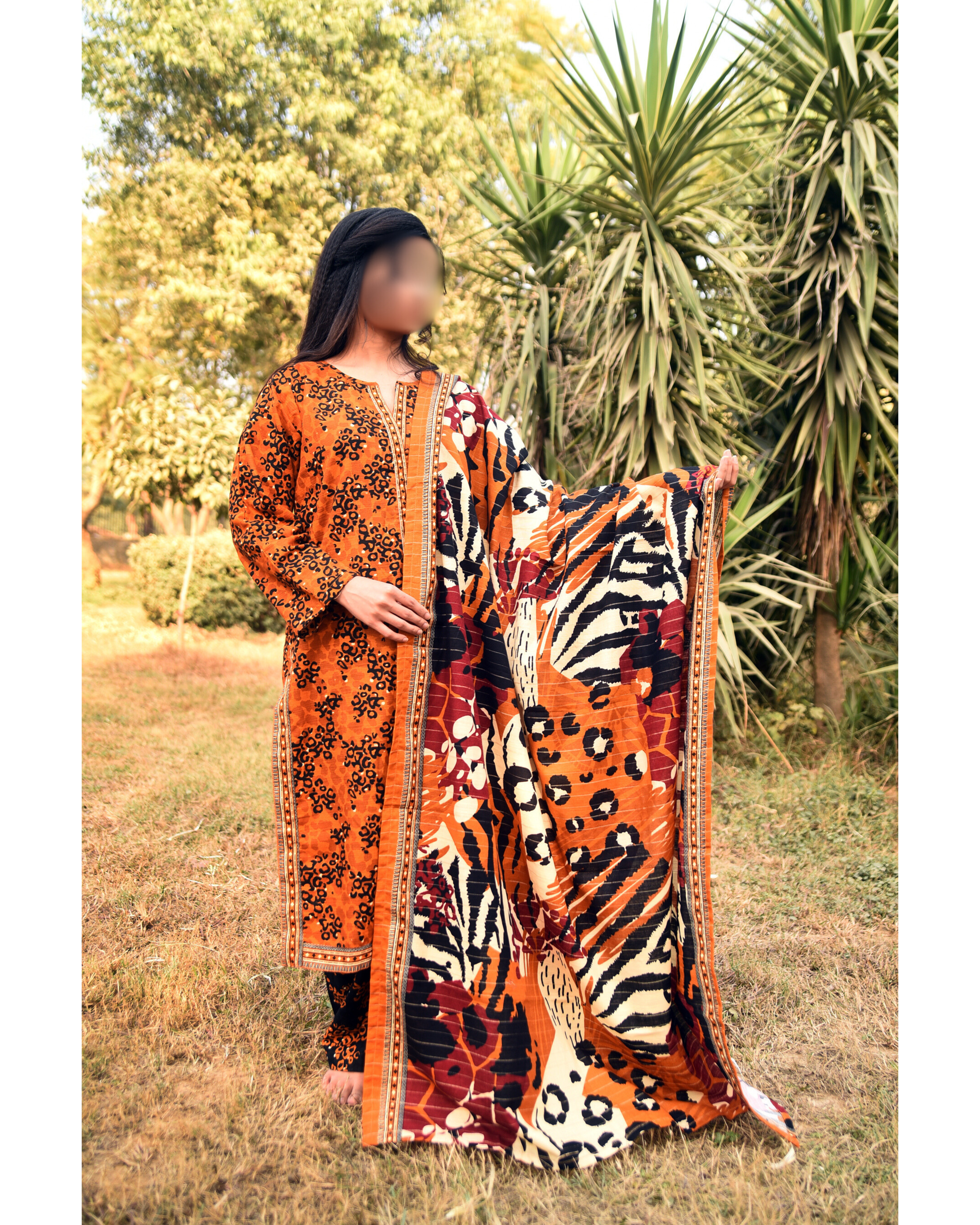 AMÈLORE Women’s 3-Piece Mustard Khaddar Suit – Warm Winter Embroidered Elegance