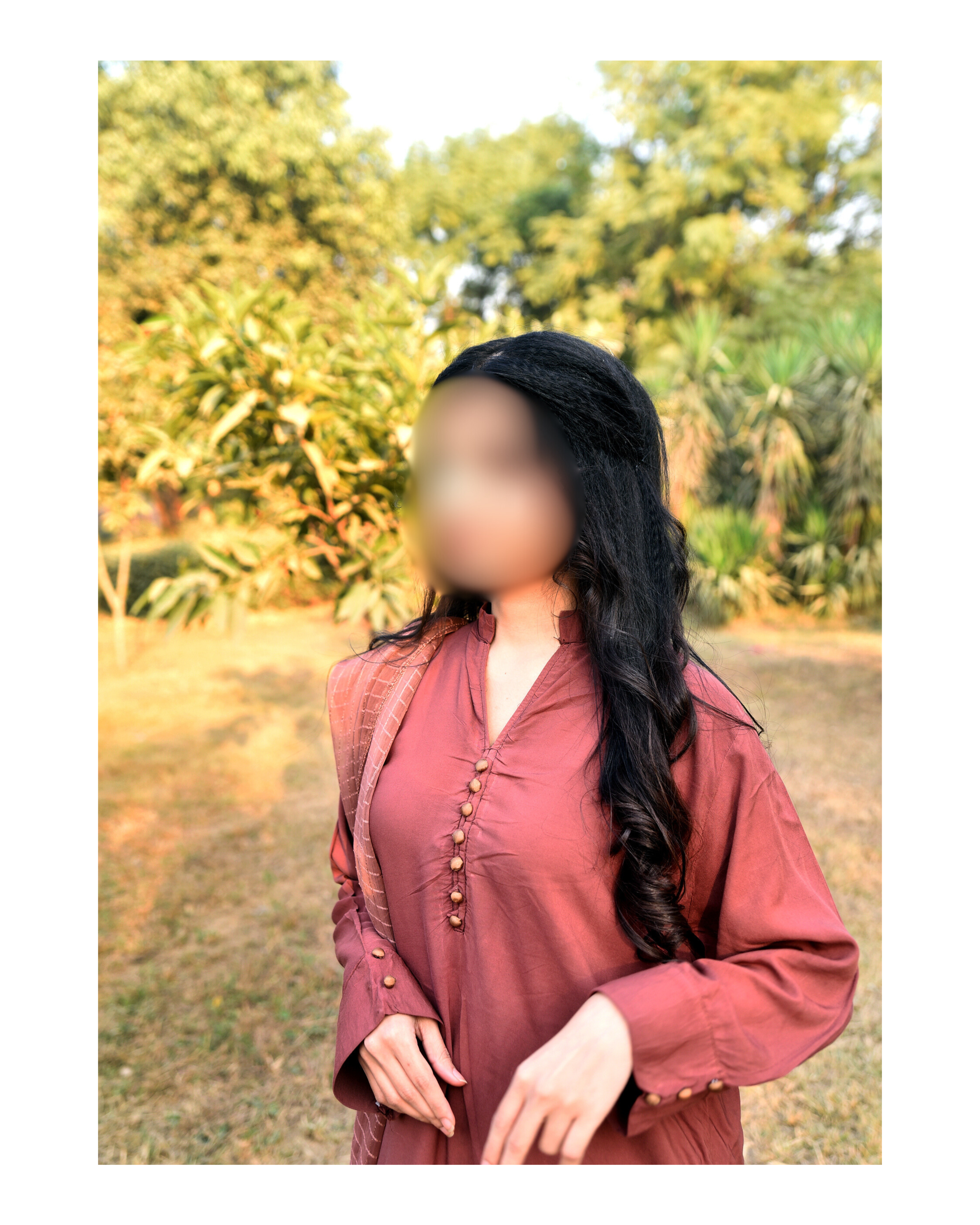 AMÈLORE Women’s Dusty Rose Brown Linen Long Shirt Set – Elegant Winter Ensemble with Chiffon Dupatta