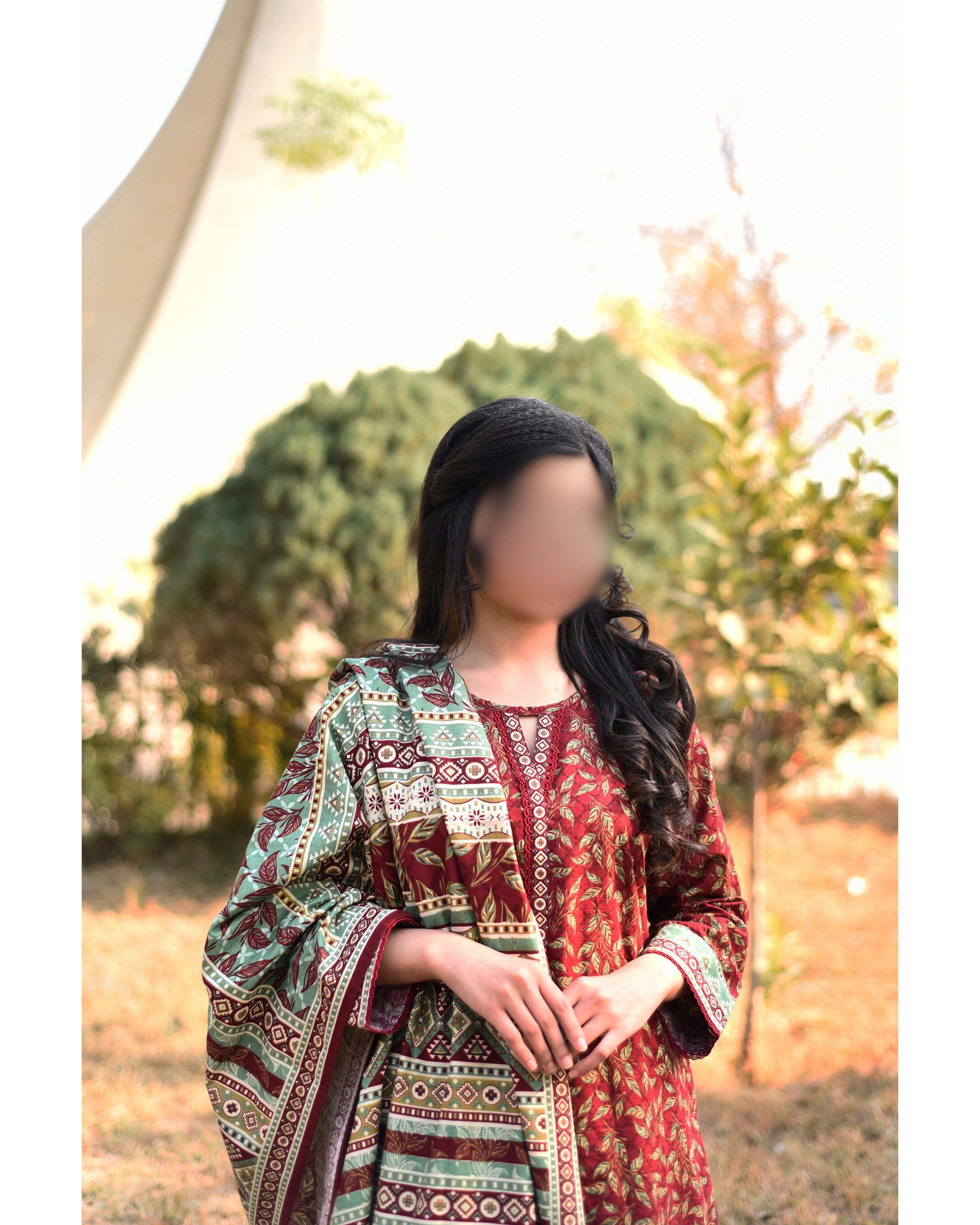 AMÈLORE Women’s 3-Piece Red Khaddar Suit – Vibrant Winter Embroidered Elegance