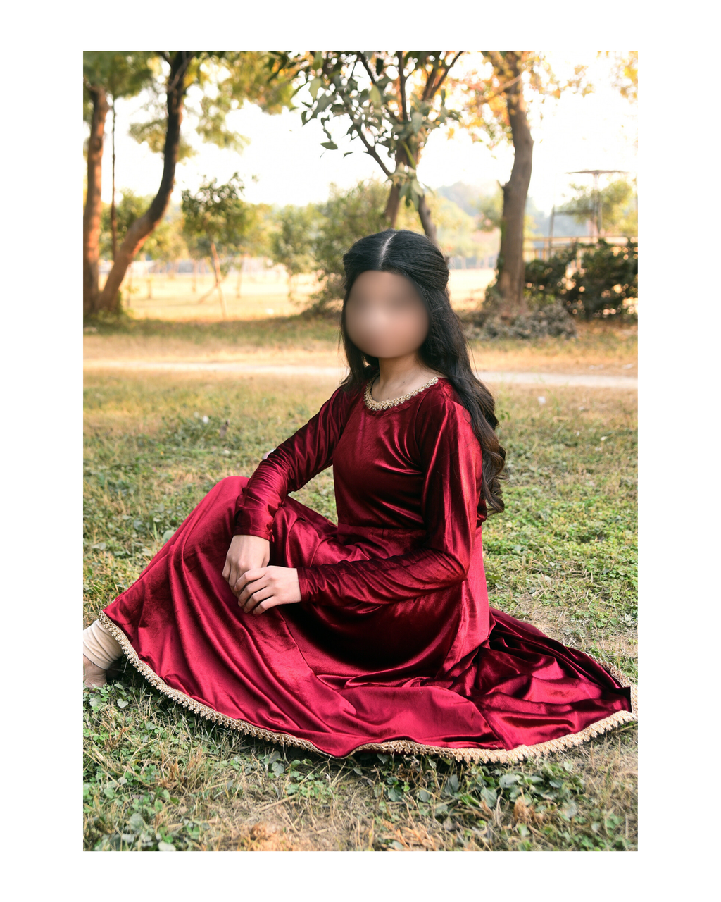 AMÈLORE Women’s Premium Velvet Frock – Deep Mehroon Winter Luxe Elegance