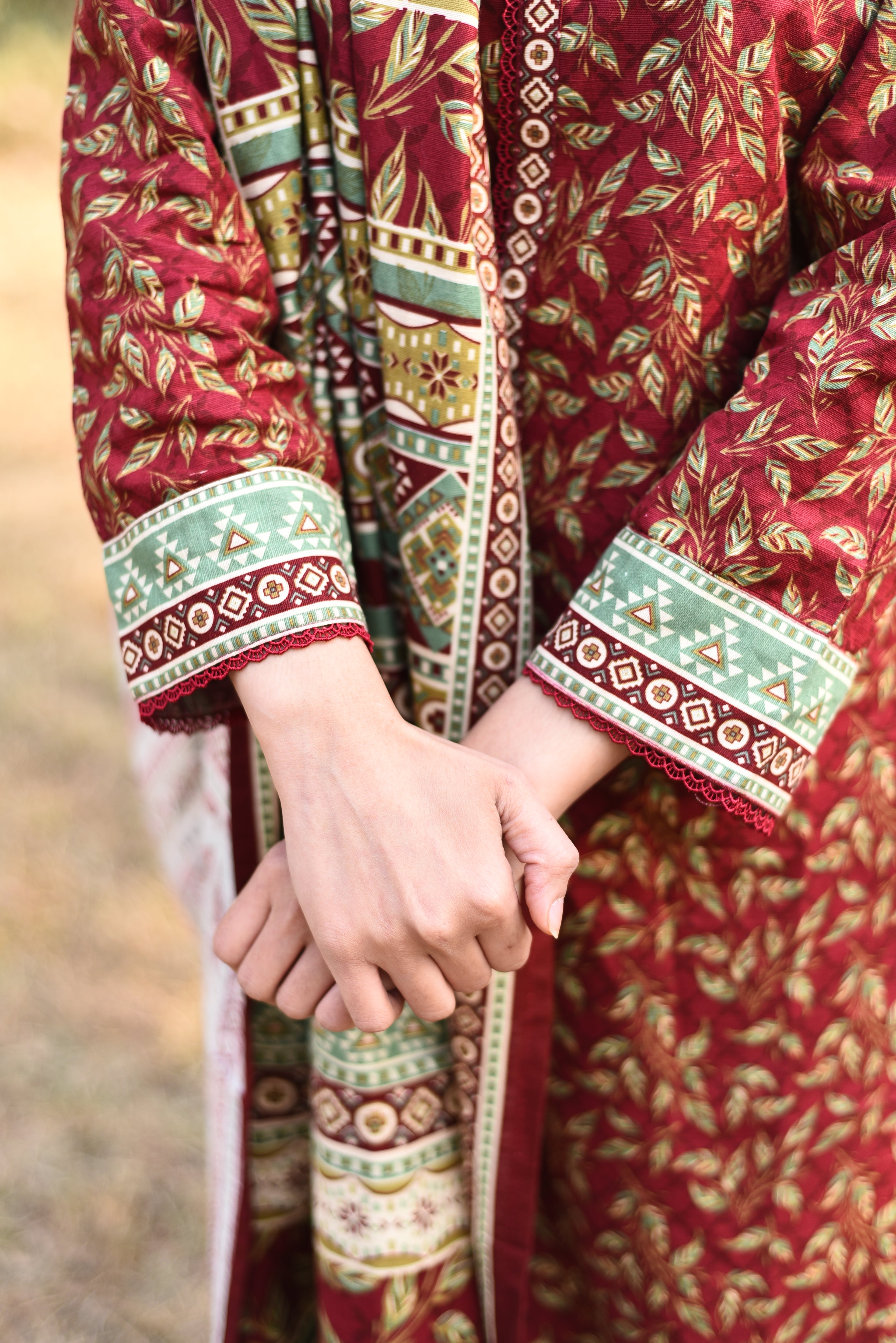 AMÈLORE Women’s 3-Piece Red Khaddar Suit – Vibrant Winter Embroidered Elegance